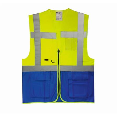 UNIWEST UW-215 Yönetici İkaz Yeleği Sarı-Saks Mavi