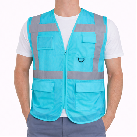 Mühendis Tipi Cepli İkaz Yeleği Turkuaz