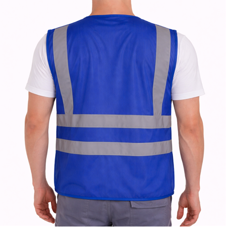 Mühendis Tipi Cepli İkaz Yeleği Saks Mavi