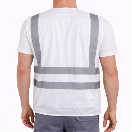 Mühendis Tipi Cepli İkaz Yeleği Beyaz