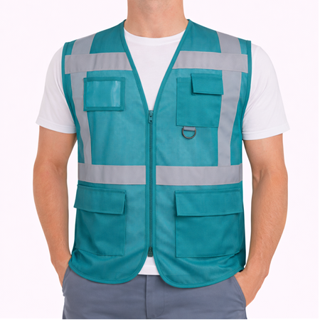 Mühendis Tipi Cepli İkaz Yeleği Yeşil