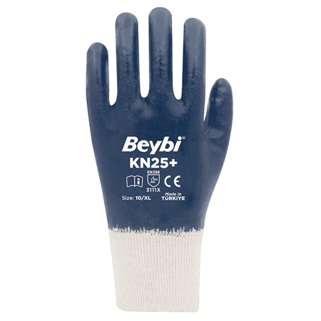BEYBİ KN25+ Pamuk Mavi Nitril İş Eldiveni 3111X