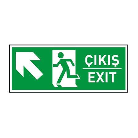 Exit-Çıkış Sol Yukarı Ok Fotolümenli Acil Çıkış Levhası