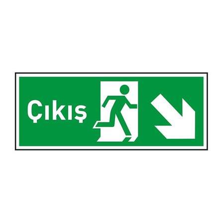Çıkış Sağ Aşağı Ok Fotolümenli Acil Çıkış Levhası