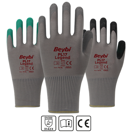 BEYBİ PL17 Legend Polyester Örme Lateks Eldiven 3142X