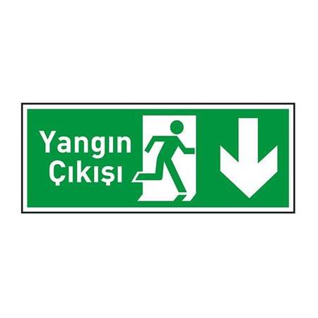 Yangın Çıkışı Aşağı Ok Fotolümenli Acil Çıkış Levhası