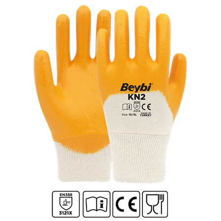 BEYBİ KN2 Pamuk Sarı Nitril Eldiven 3121X