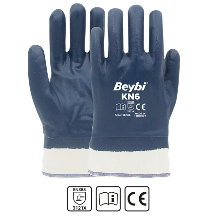 BEYBİ KN6 Mavi Nitril Petrolcü Eldiveni 3121X