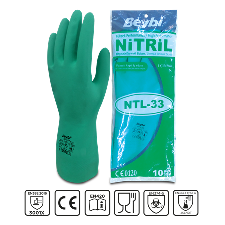 BEYBİ NTL33 Yeşil Nitril İş Eldiveni